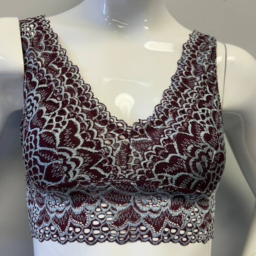 Women's Burgandy & Silver Bralette